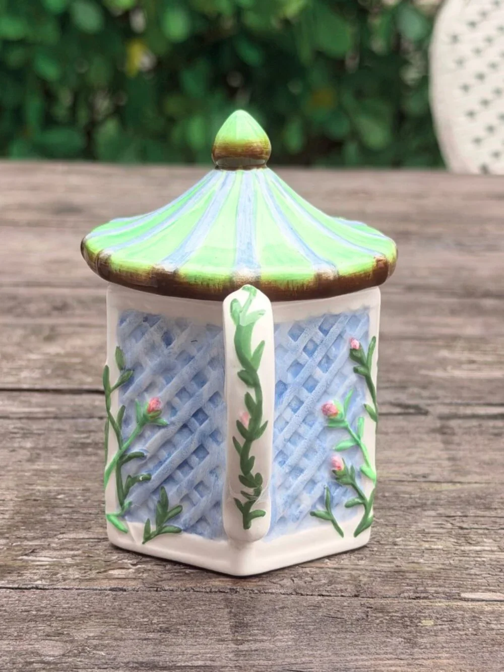 Vintage 1998 Enesco Winterthur Gazebo Covered Sugar & Creamer Set Floral Flowers